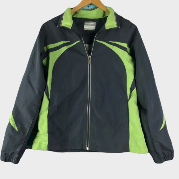Dunlop Womens Jacket Gray Green Athletic Small Full Zip 100% Polyester - Picture 1 of 6